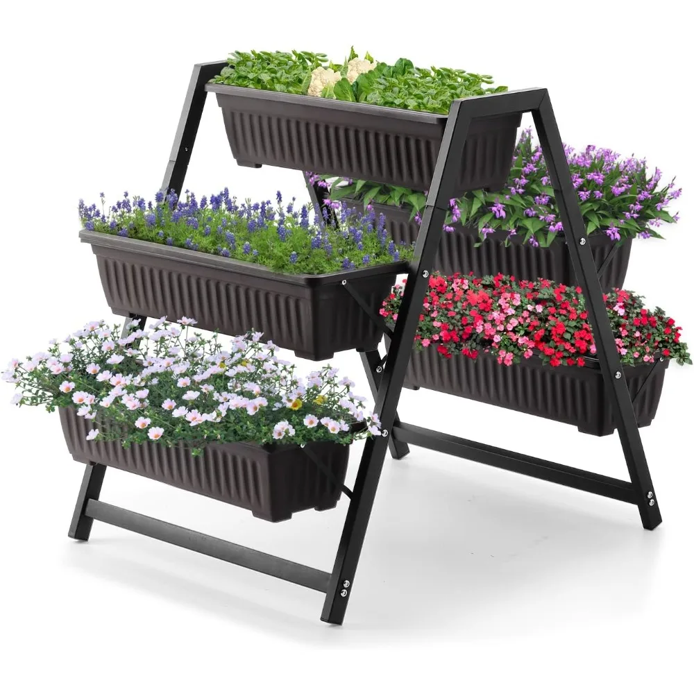 

Raised Garden Planter Bed, Tiered Planter Stand with 5 Boxes (Brown), 26" Long*36.5" Wide*31" Tall, Good for Herbs, Flowers,