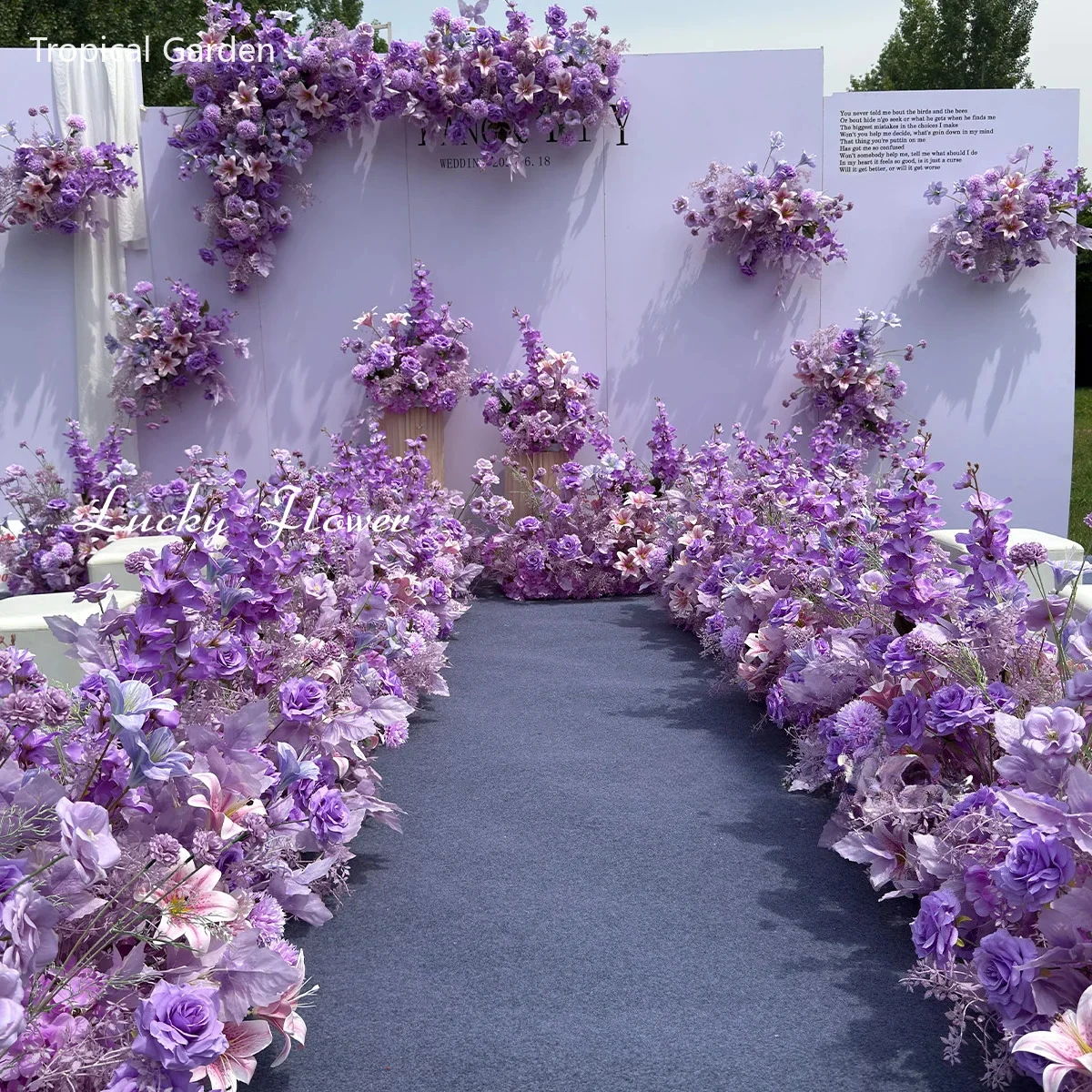 Accesorios de boda de estilo lavanda, flores artificiales para colgar, fila de flores, camino, bola de flores de plomo, arreglo de fondo Floral, decoración de fiesta