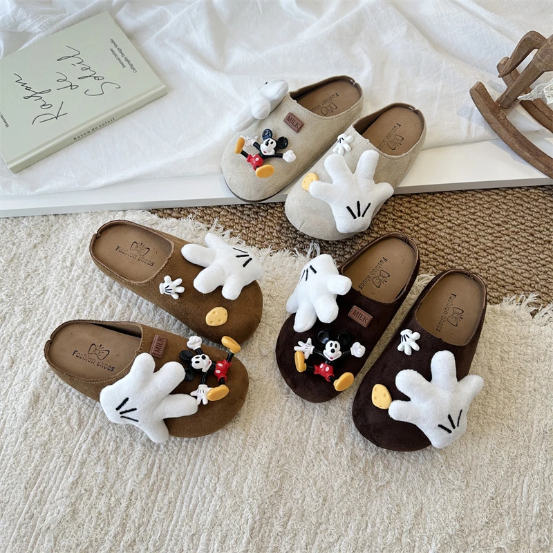 

2025 Cute Spring Autumn Children Soft Sole Baotou Slippers Slip-On Closure Solid Color Lazy Slippers