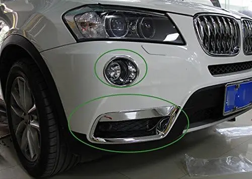 

4pc Chrome Front Fog Light Cover Lower Side Set + Upper Side Set for BMW X3 F25 2011-2013 Best Value Car Parts
