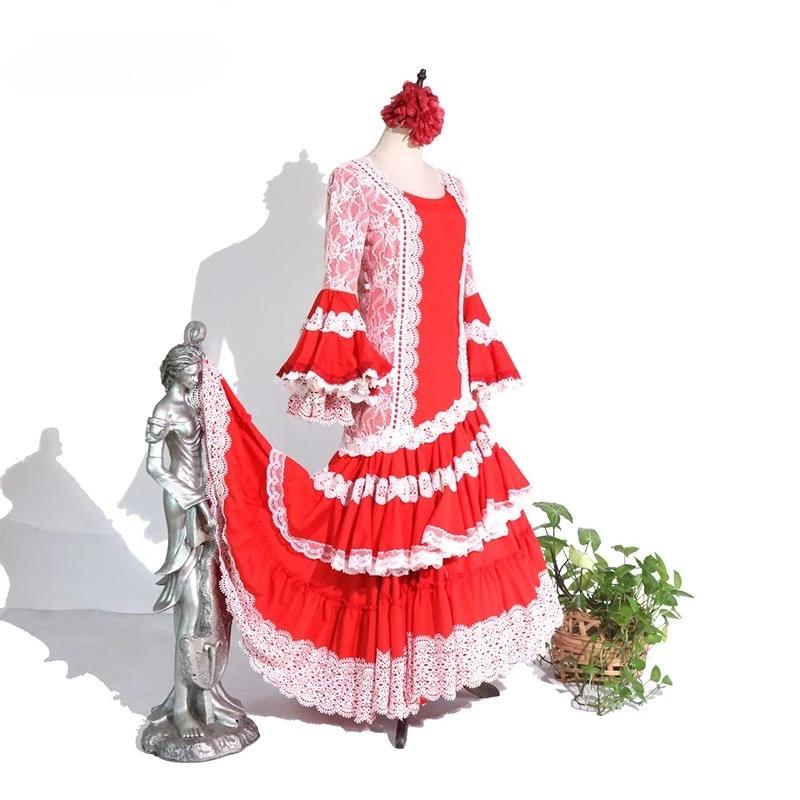 customized Flamenco Dance Dress Performance clothing sevillanas andaluz traje de sevillana manton de flamenca vestido sevillana