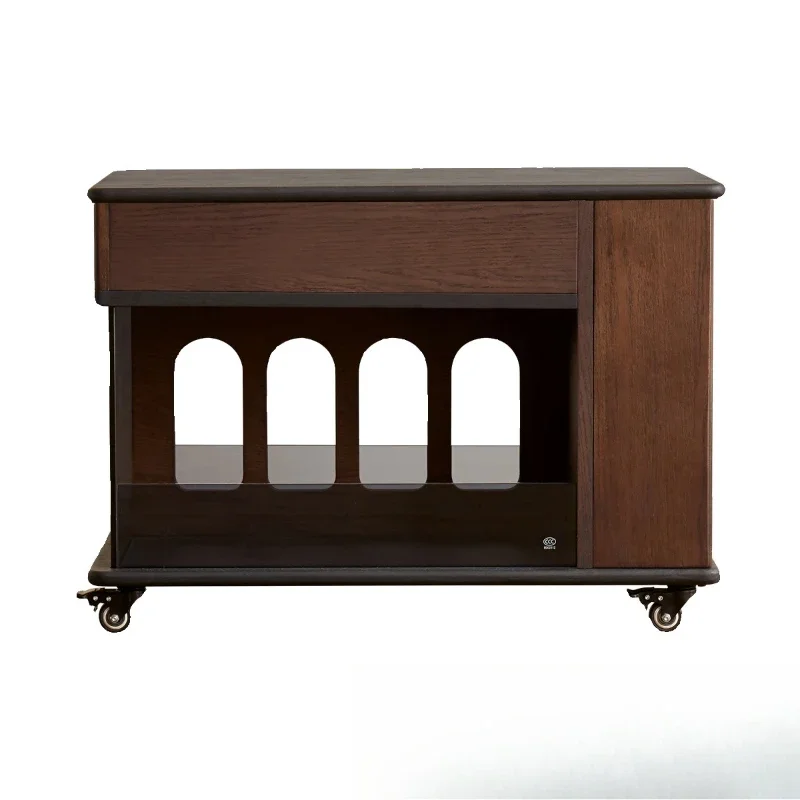 

Retro solid wood coffee table living room sofa retractable cart lift