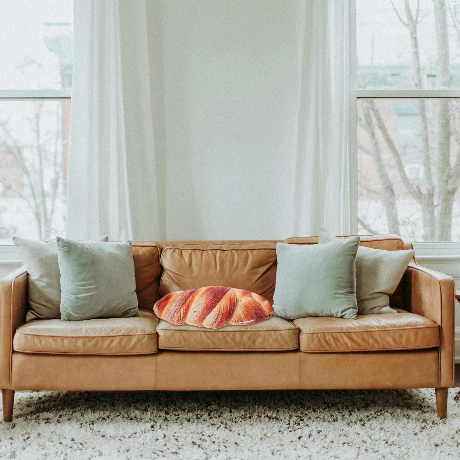 وسادة الرغيف الفرنسي المحاكاة بتصميم الخبز الواقعي وسادة زخرفية مريحة لغرفة المعيشة وغرفة النوم والسفر للاستخدام اللطيف