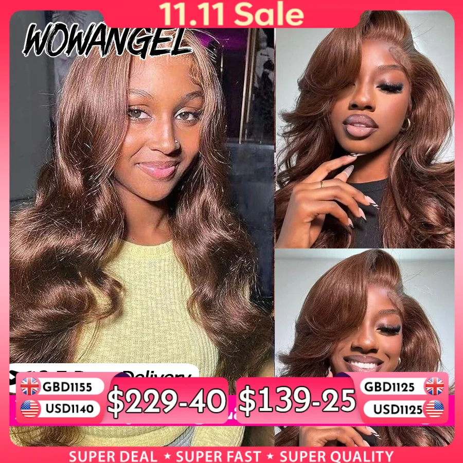 250% Pre Everything 13x6 HD Lace Frontal Wigs Chocolate Brown Body Wave Wigs Melt Skins Human Hair Wigs Pre Plucked For Woman
