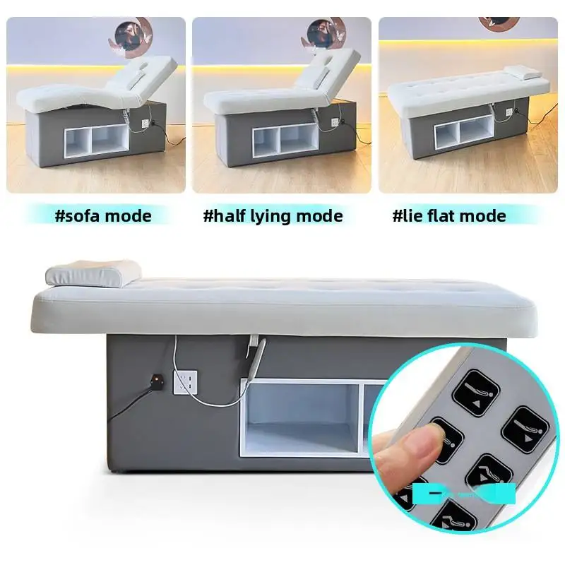 Professional Electric Massage Bed With Storage Cabinet And Memory Foam Cushion For Spa Salon