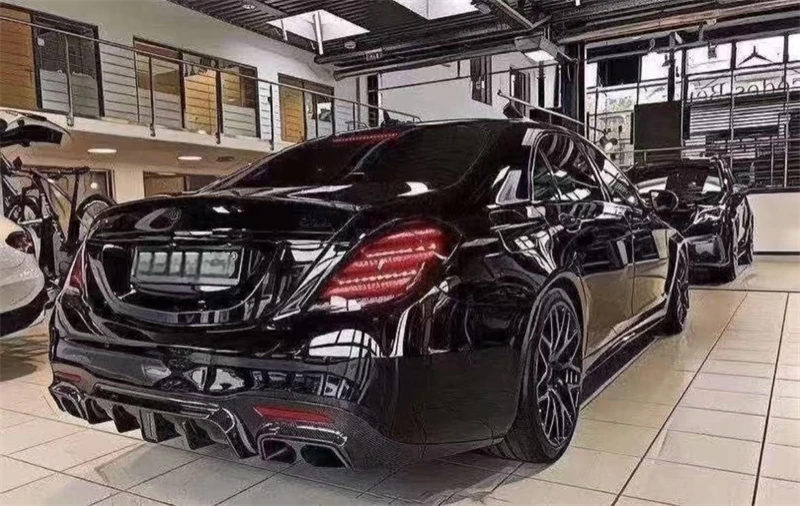 Per Mercedes Benz W222 S63 S65 ReaI Paraurti In Fibra di Carbonio Labbro Anteriore Diffusore Posteriore Ala di Coda Coltello A Vento Disegnato Spot Spoiler Kit