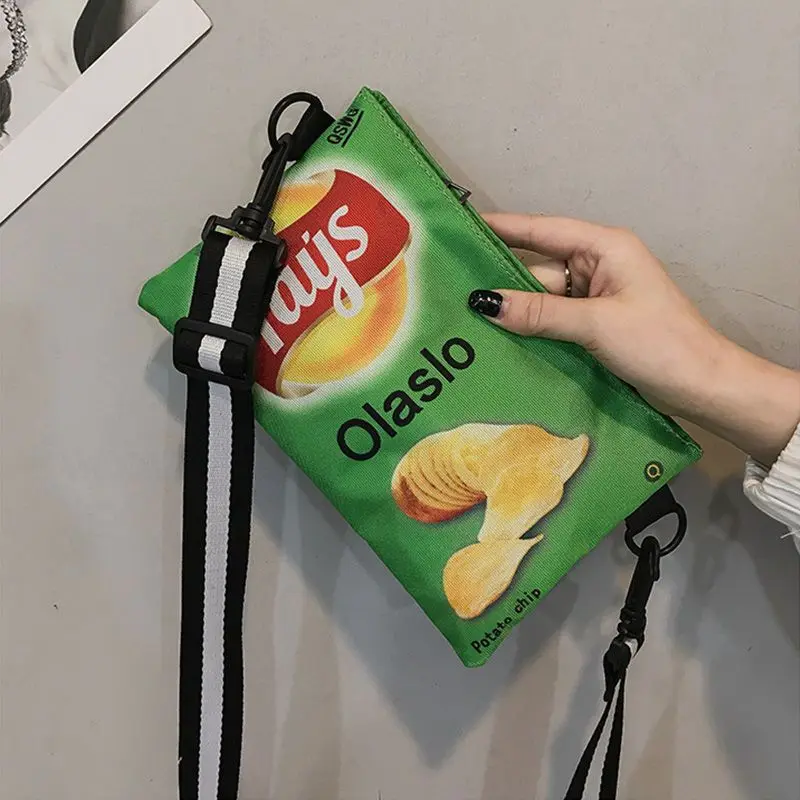 Creative Potato Chip Backpack Novelty Canvas Cross Body Bag Gifts to Boys & Children Fashion Phone Bags Satchel Funny Costume