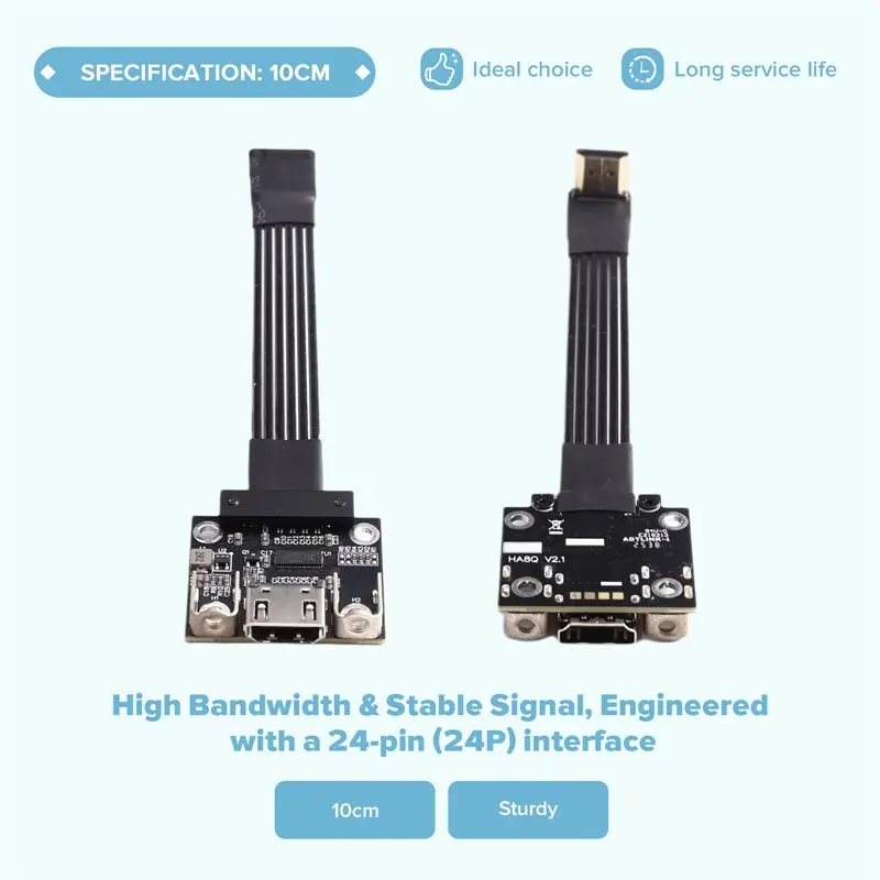 2026 New -Compatible ADT 24P 2.1 Type A-A Male To Female Flat Thin Video Extension Cable Aerial FPV HDMI2.1 FFC Cable