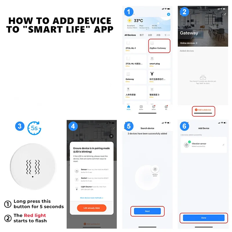 

B29C-2X Tuya Zigbee умный датчик вибрации детектор наклона защита дома приложение Smart Life монитор сигнализации в реальном времени