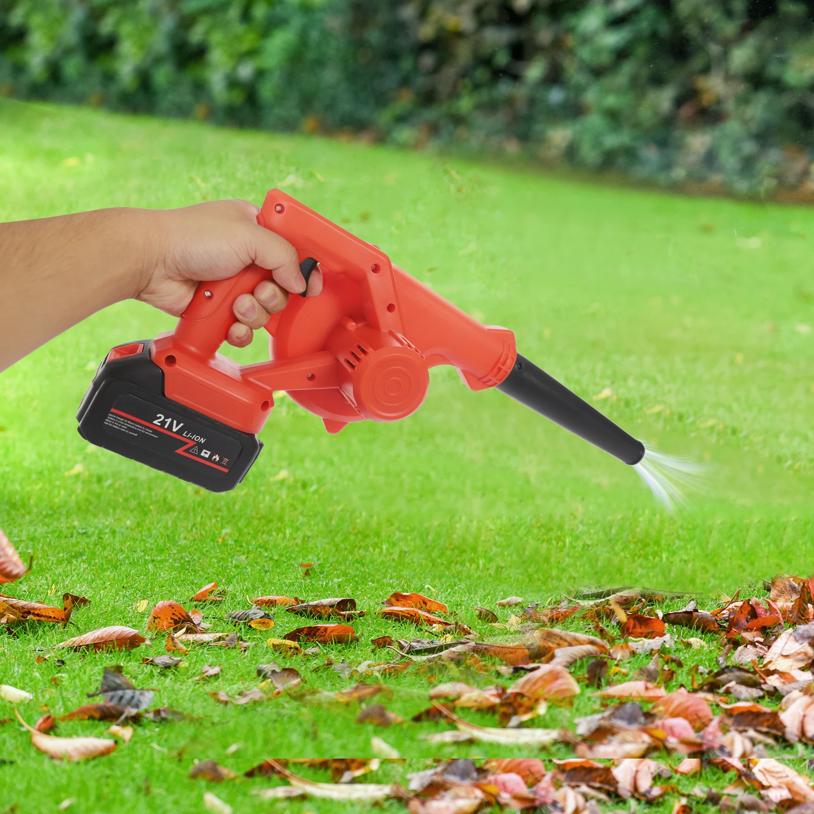 

800W Battery Powered Cordless Leaf Blower, 6000-8000rpm Suction Blowing Machine, Vacuum Dust Clean Leaf Blower