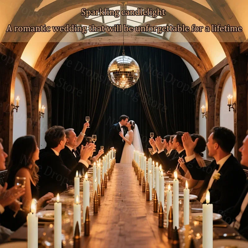 12-120Pcs LED Flameless Taper Candles with Remote Battery Operated Flickering taper candles for Wedding Church Halloween Decor
