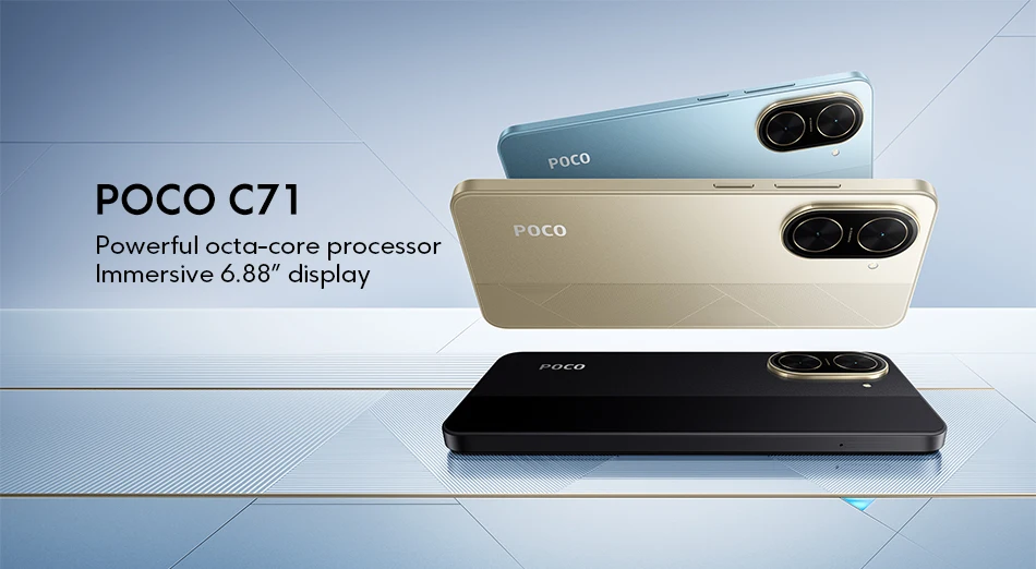 Global Version POCO C71 UNISOC T7250 processor 32MP AI dual camera Immersive 6.88” display 15W fast charging AI face unlock