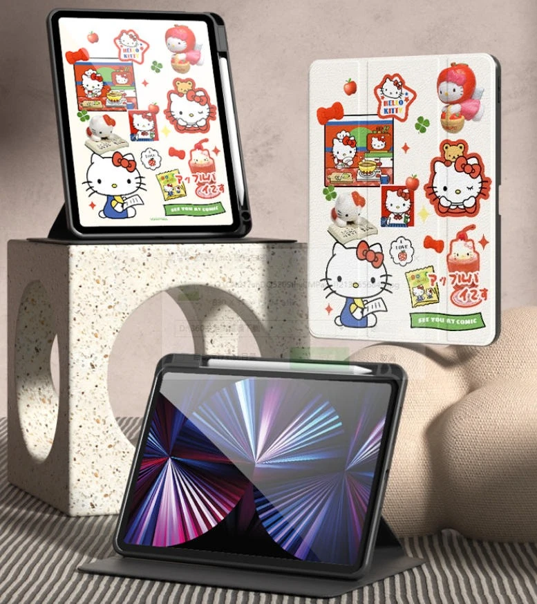 حافظة هالو كيتي لجهاز iPad Funda ipad 8/9/10 Air 4 5 M2 M3 10.2in 10.9in A16 11in حافظة واقية Pro4 5 6 12.9in M4 غطاء لوحي #4