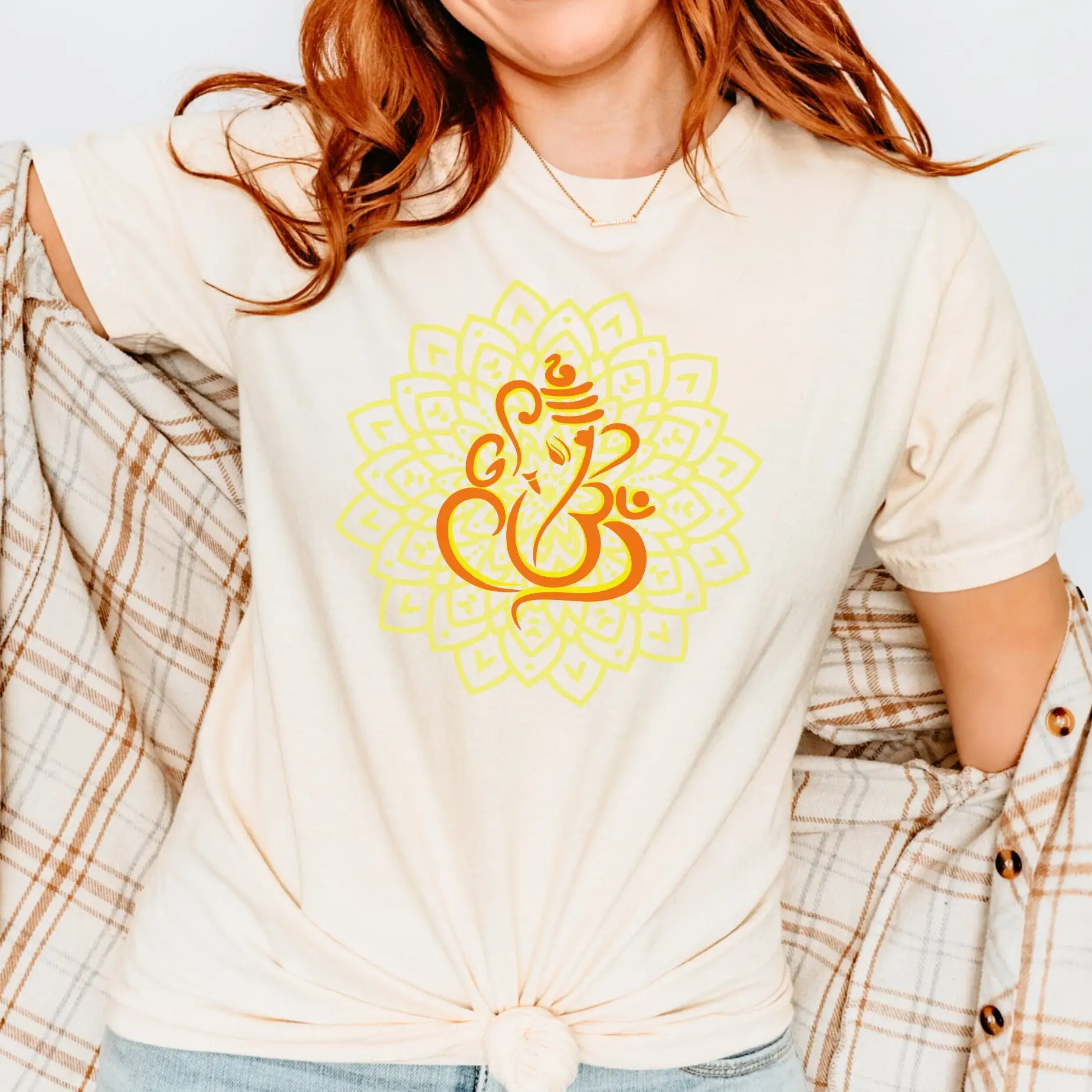 Футболка Ганеша Лорд Ганеш Индуистская красивая мандала Омгам Гапатье Намаха Средство для удаления препятствий Духовная йога Медитация