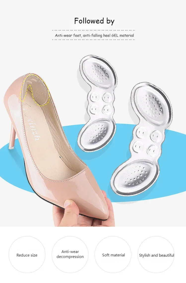 Silikon-Gel-Fersenschutz, Damen-Einlegesohlen für Schuhe, hohe Absätze, Fersenpflaster, größenverstellbar, selbstklebende Fersenkissen, zur Linderung von Fußbeschwerden, Fußpflege-Einlage. – Detail 1