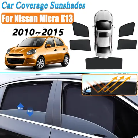 닛산 Micra March K13 2010 2011 ~ 2015 용 자동차 메쉬 차양 자기 차양 앞 유리 사이드 윈도우 바이저 도구 액세서리