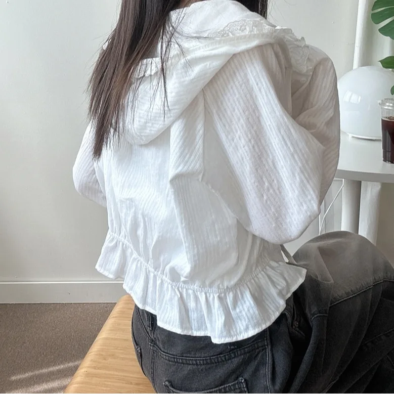 Koreaanse chique elastische taille lang Sve zonbescherming irt kanten rand volant ontwerp dames Faion zomer irt