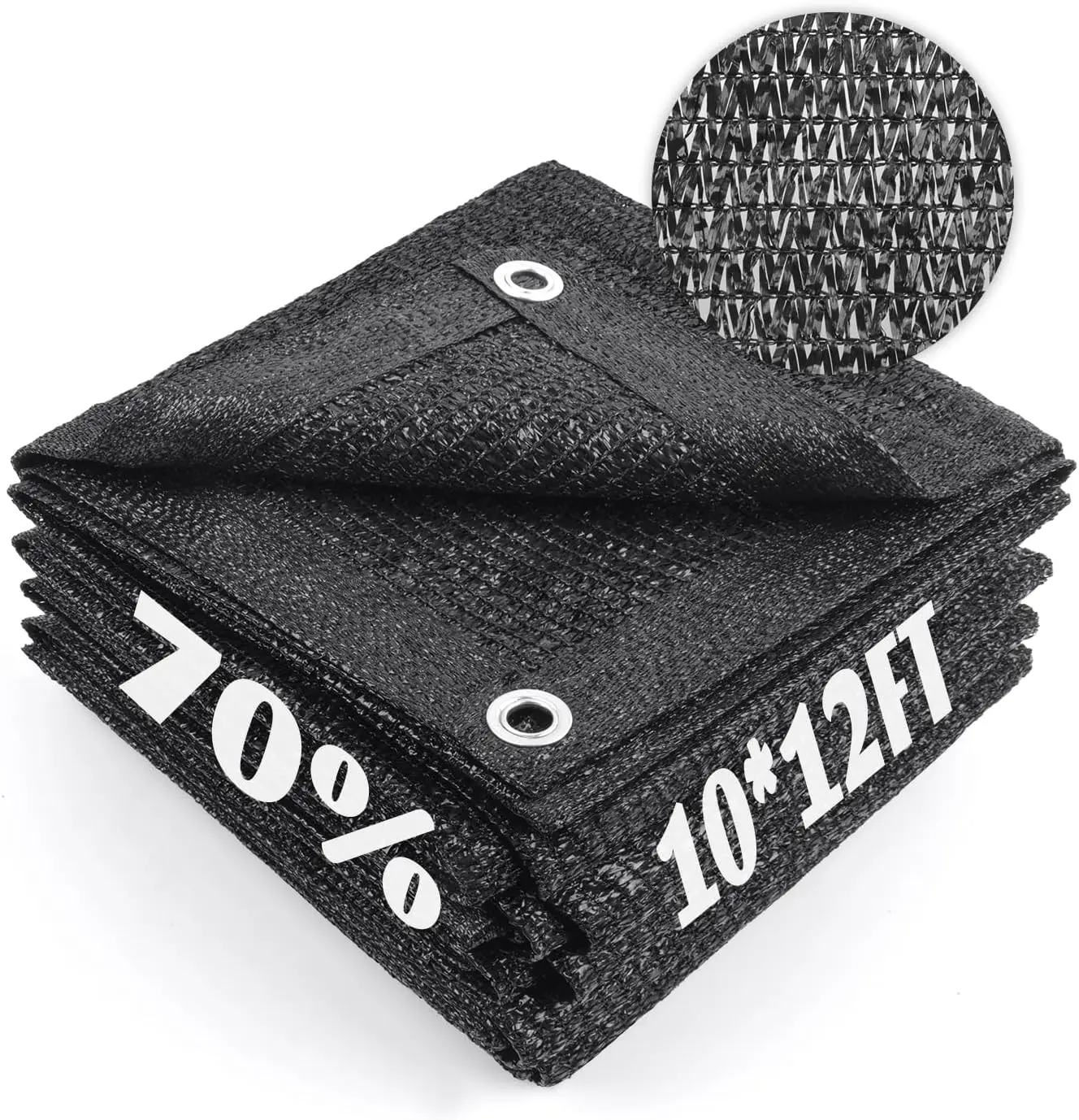 

70% Sun Shade Cloth with Grommets for Plant Cover, Patio Canopy, Garden Pergola, Greenhouse, Car Barn - 10x12ft Black Mesh Tarp