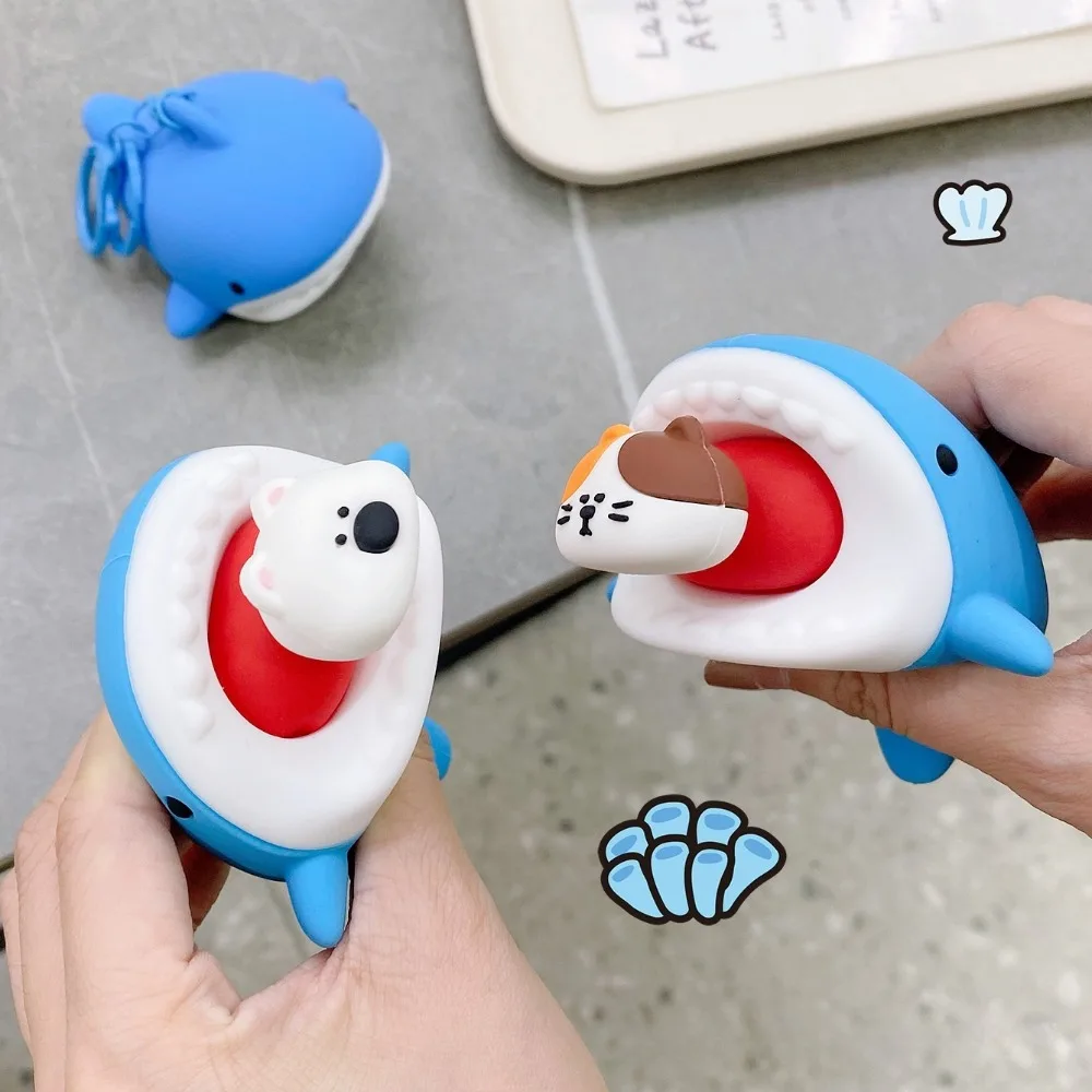 

Cartoon Cat Aquarium Shark Squeeze Keyring Creative Funny Silicone Penguin Pendant Soft Cute Polar Bear Keychain Unisex