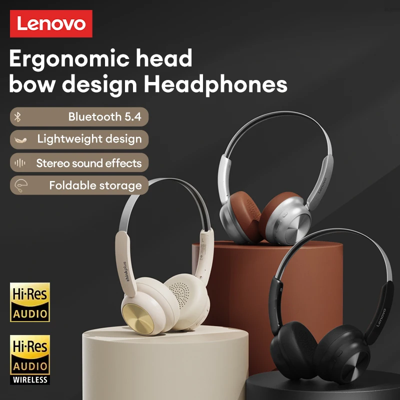 Wahl Lenovo TH66 Wireless Bluetooth 5.4 Headset Long Endurance Low Latency Kopfhörer HD Anruf HiFi Stereo Sound Musik Ohrhörer