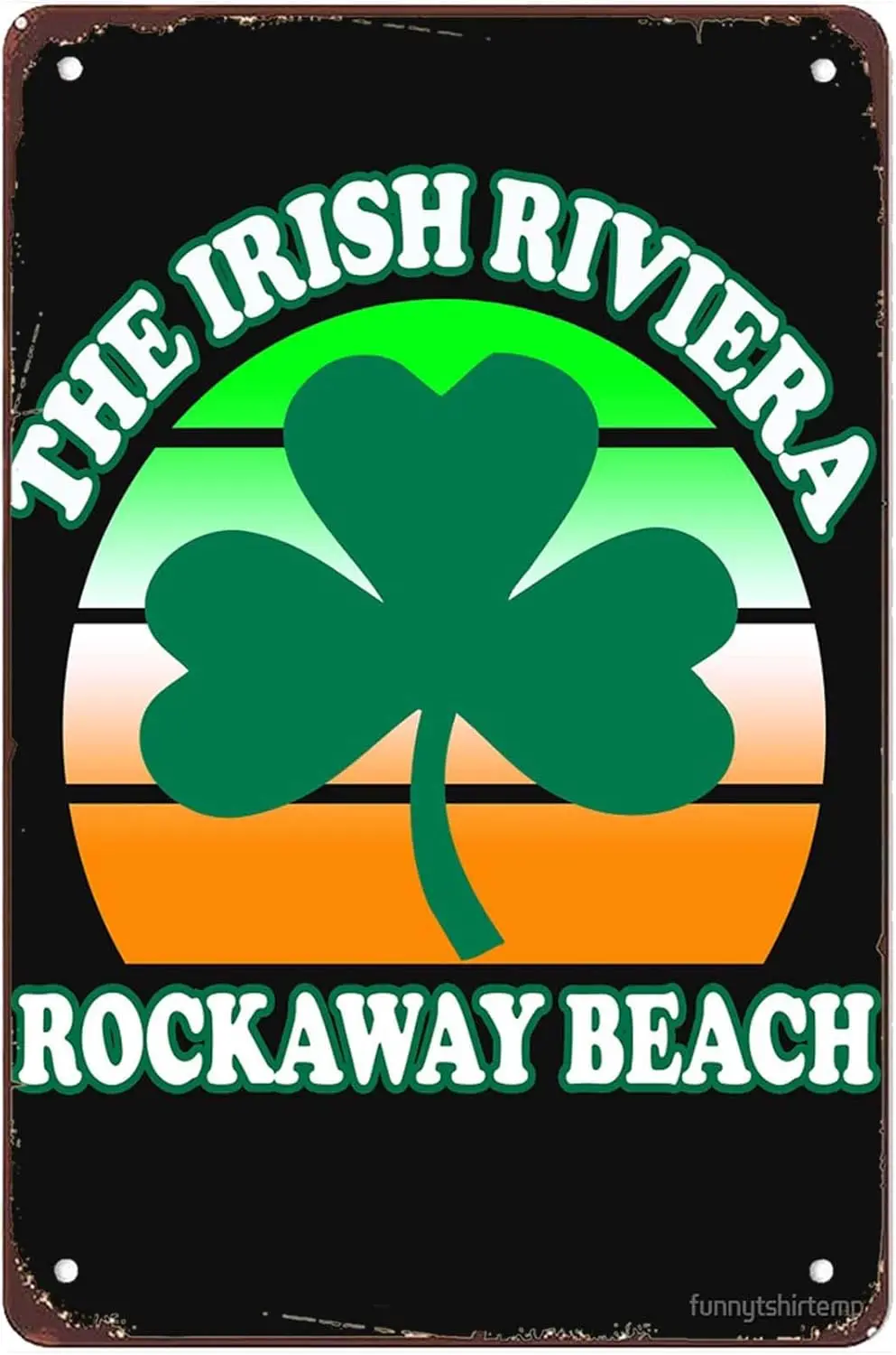 Funny Rockaway Beach Queens NY The Irish Riviera Beach Fun Shamrock Retro Signs Wall Decor Vintage Metal Tin Sign Bar Office Kit