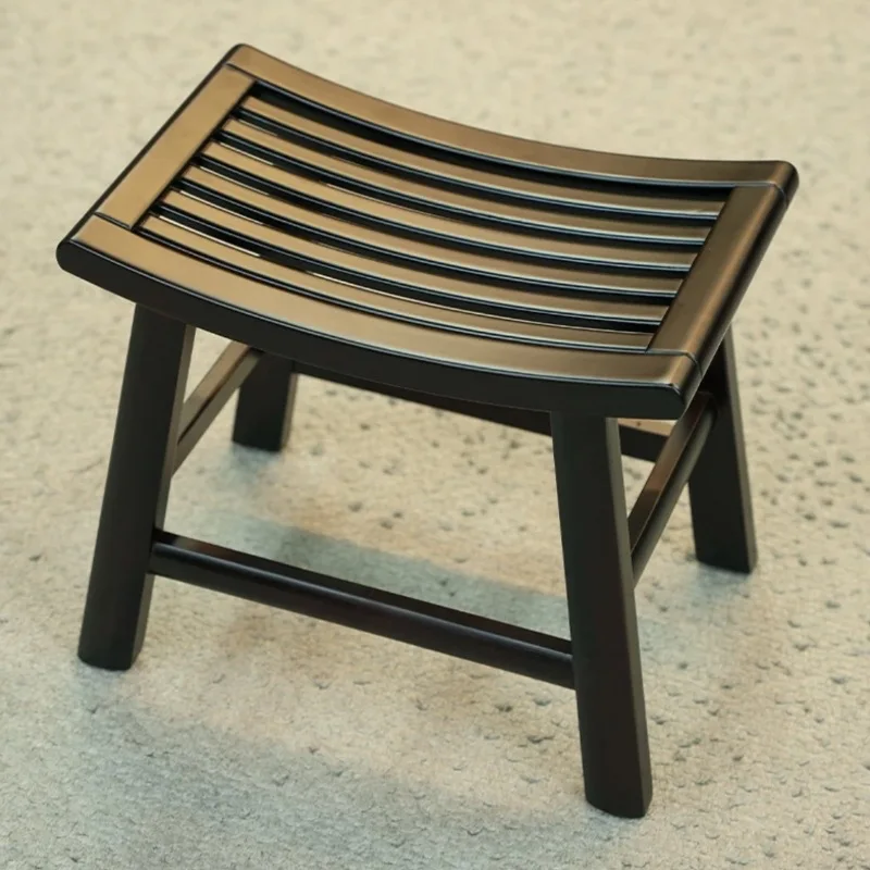 Solid Wood Small Bathroom Stool Shoe Changing Stools Portable Bamboo Shower Bench Stool Bathroom Seat Anti-Slip Feet for Elderly