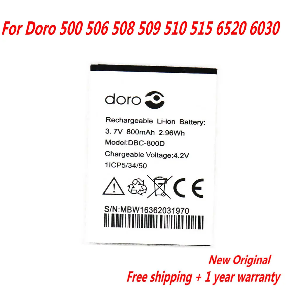 

Original 800mAh DBC-800A DBC-800B DBC-800D DBP-800B Battery For Doro 500 506 508 509 510 515 6520 6030 Mobile Phone