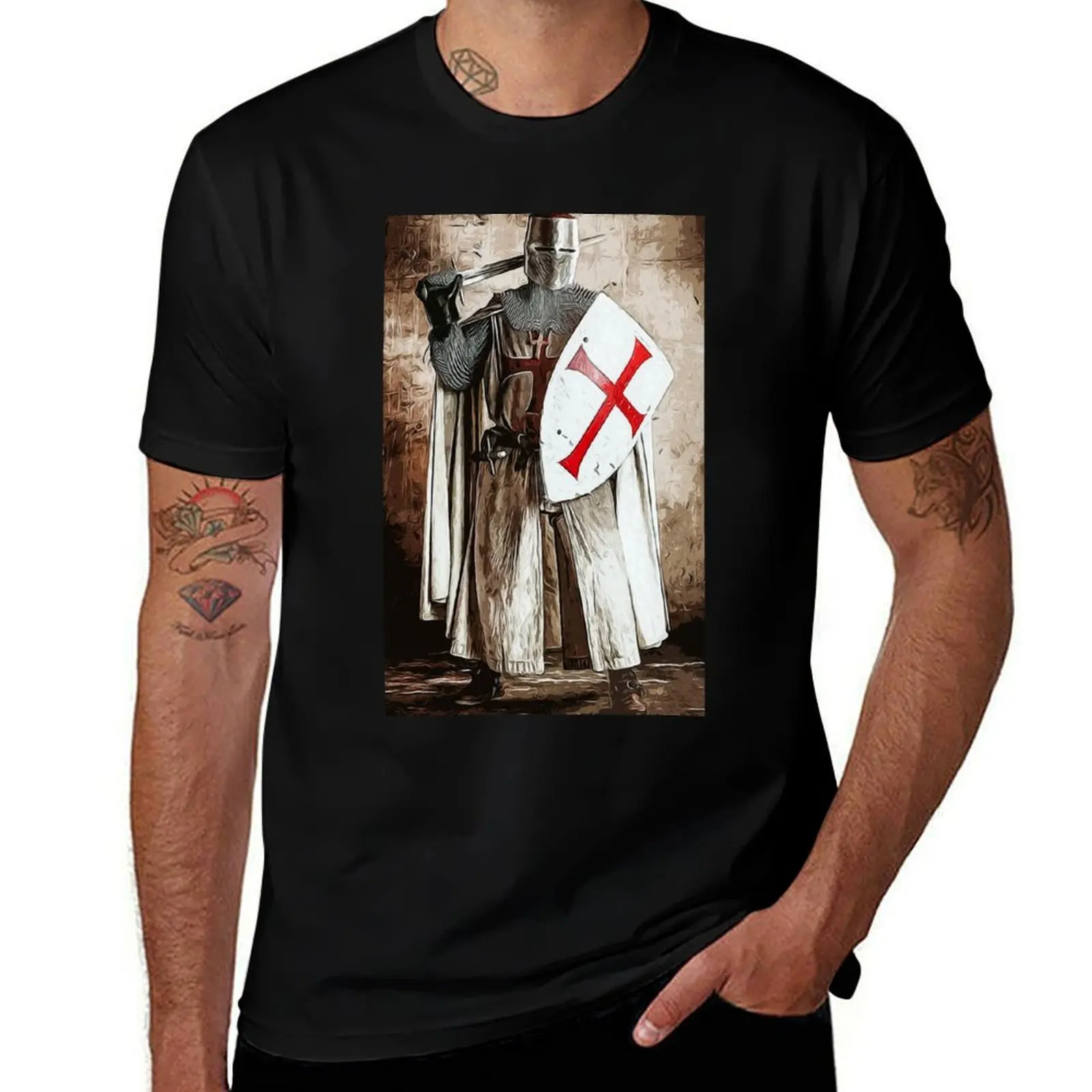 

Ancient Templar Knight T-Shirt Large Size Short Sleeve T-Shirt