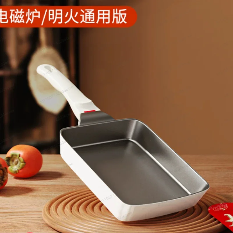 Square Non Stick Frying Pan Titanium Ceramic Coating Omelette Pan Healthy Cookware for Eggs and Breakfast Cooking