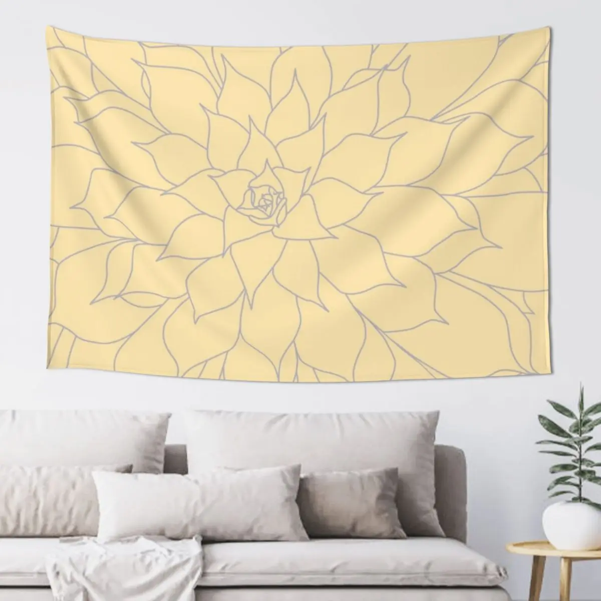 

Yellow and Grey Succulent Tapestry Home Decorators Cute Room Things Tapestry