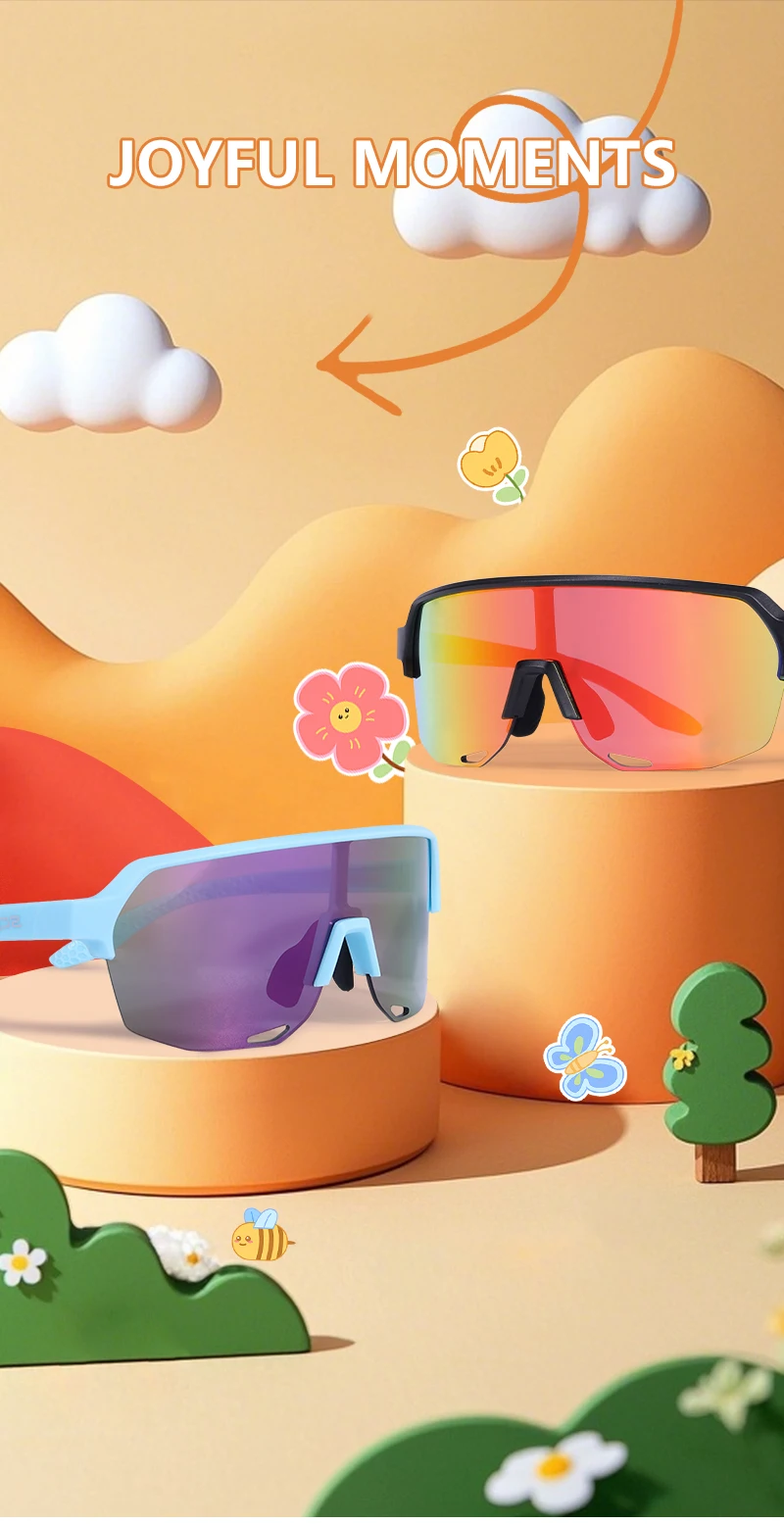 SCVCN Kinder-Sportsonnenbrille für Jungen und Mädchen, Outdoor-Fahrradbrille, Kinder-Campingbrille, MTB-Angelbrille, Fahrradbrille, UV400 – Detail 1