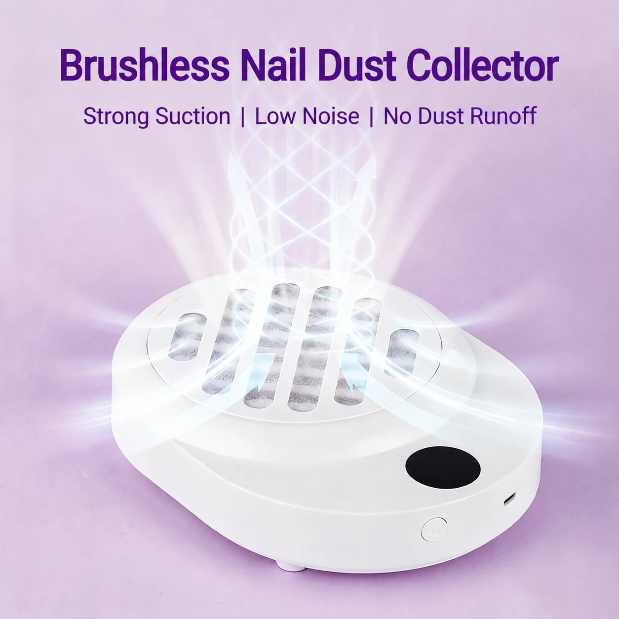 Nail Dust Collector Electric Nail Vacuum Cleaner Low Noise Desktop Manicure Dust Collector Power Rechargeable