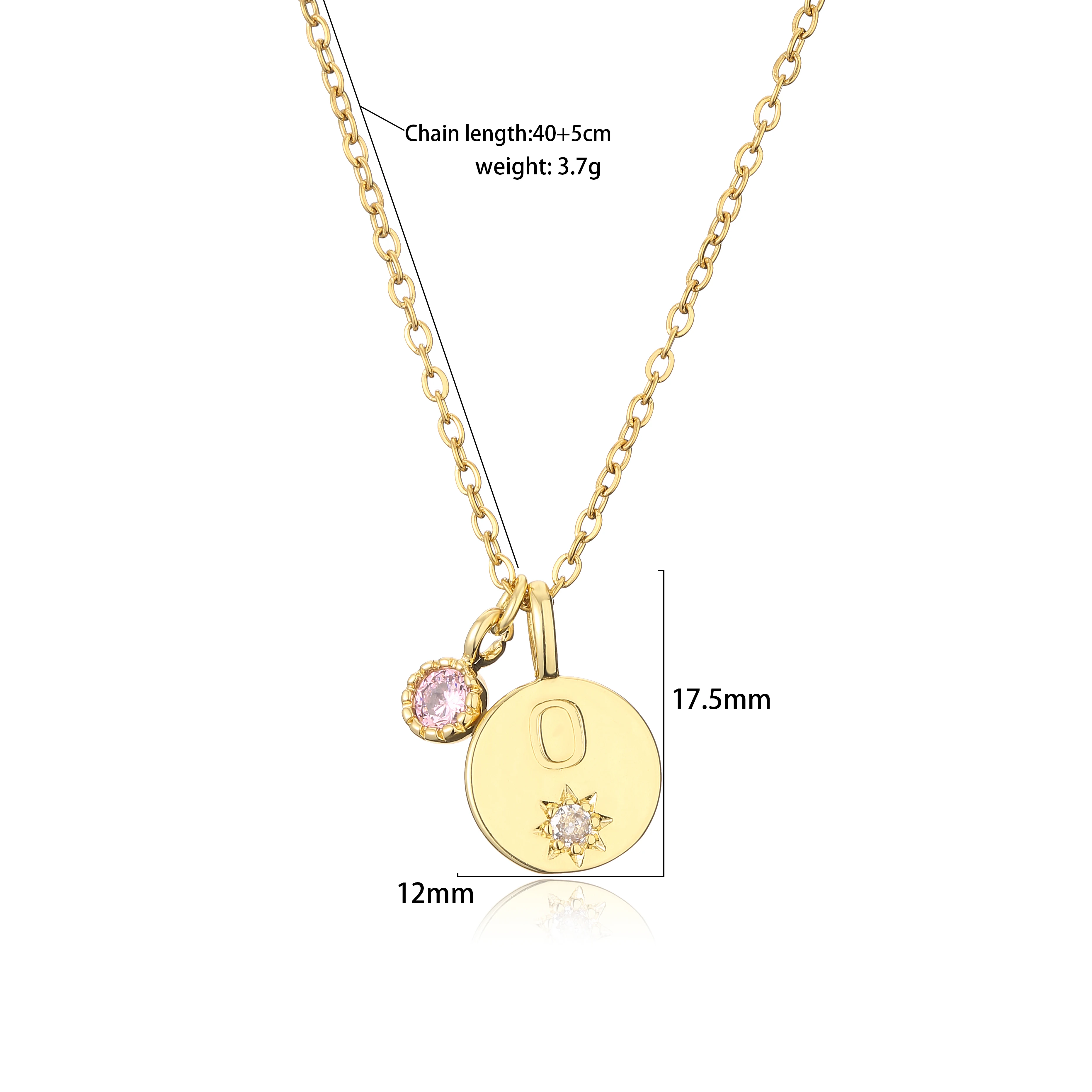 18K Gold Plated Brass 26-Letter Charm Pendant Necklace Women\'s Fashionable Collarbone O-Chain Necklace Women\'s Jewelry Gift 1 pc