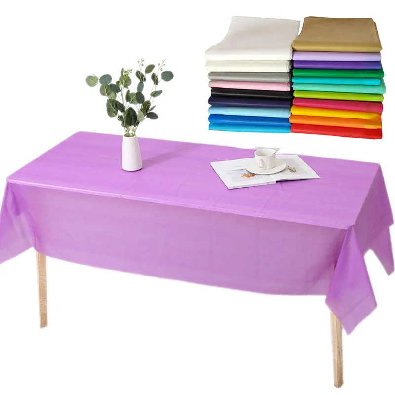 2Pcs Disposable Solid Color Tablecloth Rectangle Plastic Table Cover For Wedding Birthday Party Table Decorations 137x183cm