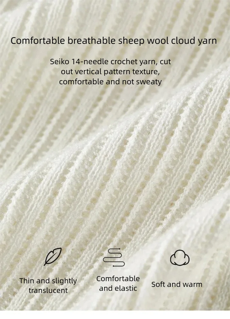 SENTUBILA Damen-Strickjacke mit Lochmuster 2026 Frühling Langarm-Strickoberteil für Frauen Wollmischung Slim Fit Strickware W61HE6033 – Detail 20