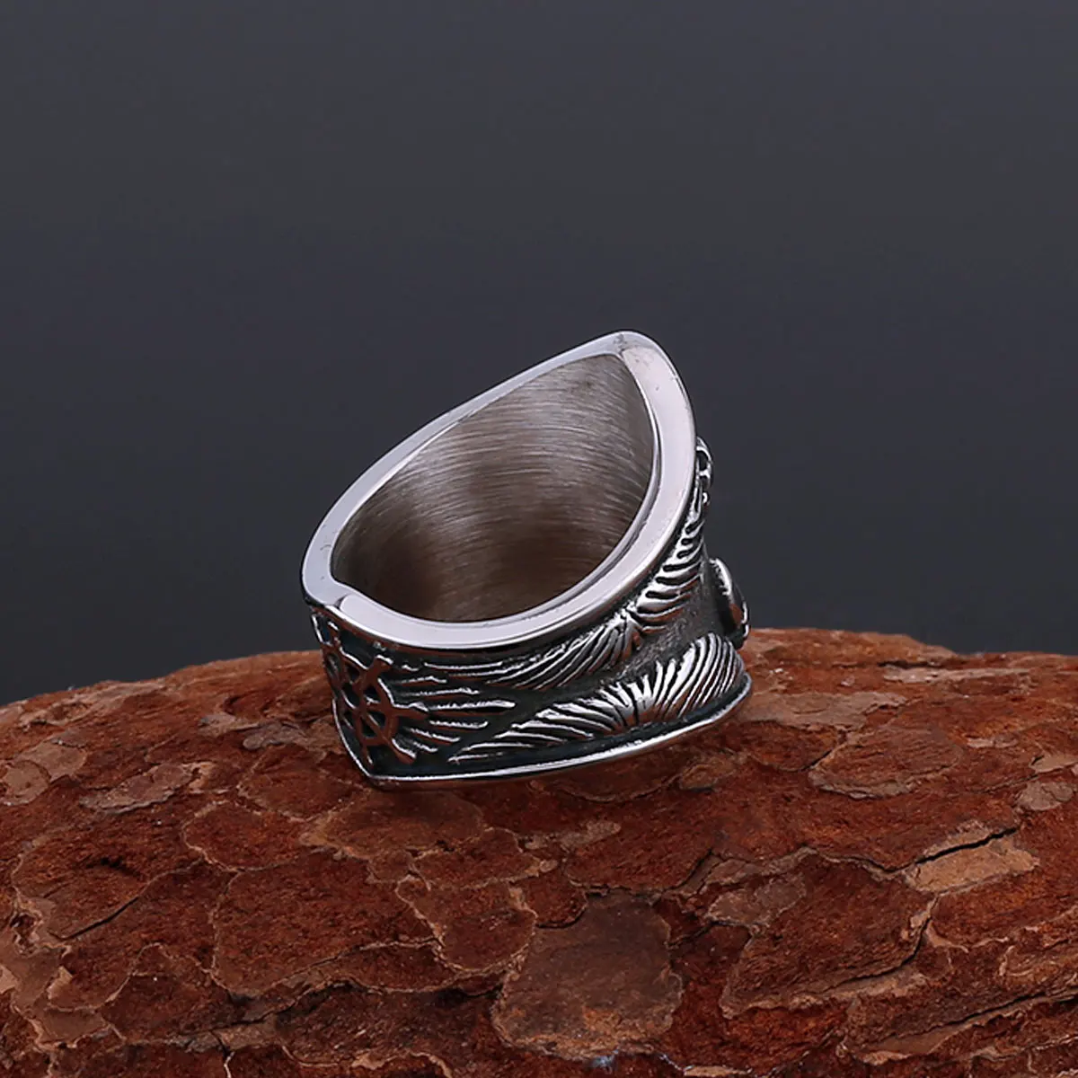 Vintage Vikings Stainless Steel Anchor Ring Men Punk Hip Hop Handmade Finger Jewelry Biker Party Club Ring Gift