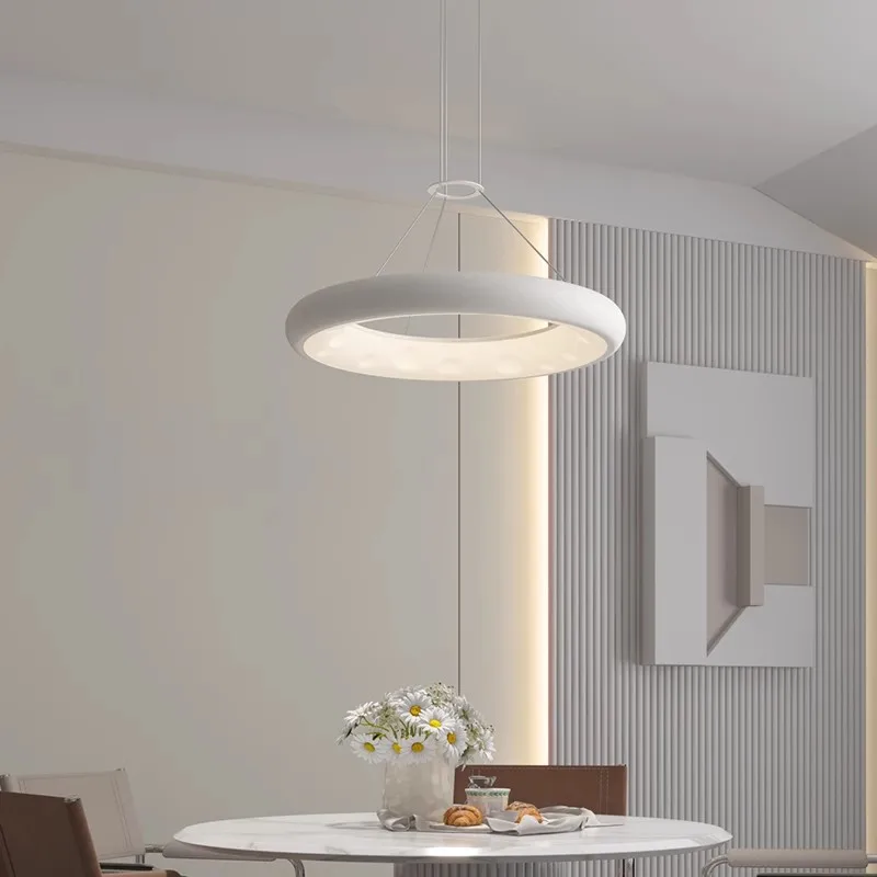 SANDYHA Full Spectrum Eye Protection Circular Acrylic Pendant Lights LED Lamp for Living Room Dining Table Decor Stylish