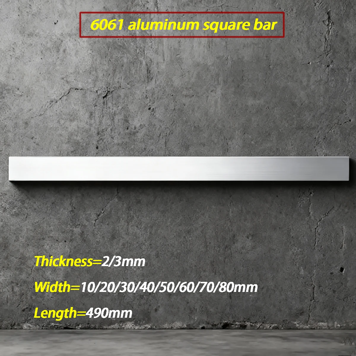 

6061 Aluminium Flat Strip Bar Plate AL Sheets Block CNC Metal Home DIY Thickness 2mm/3mm Length 490mm