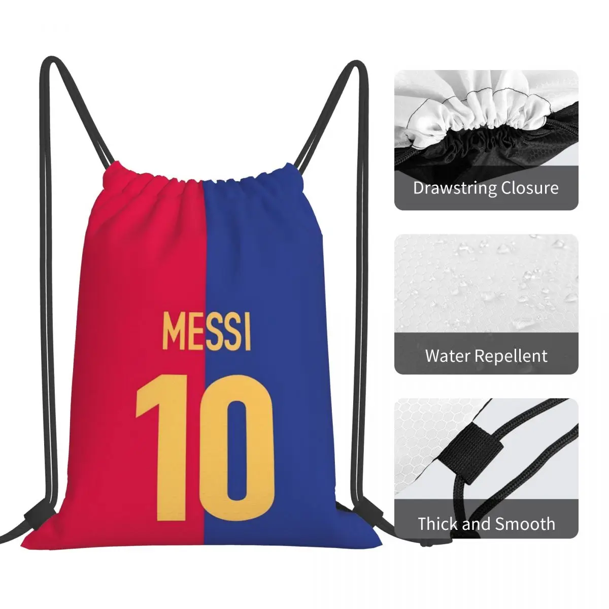 Nome personalizado à prova dwaterproof água ao ar livre praia natação esportes cordão mochila messi num 10 organizador saco de armazenamento ginásio