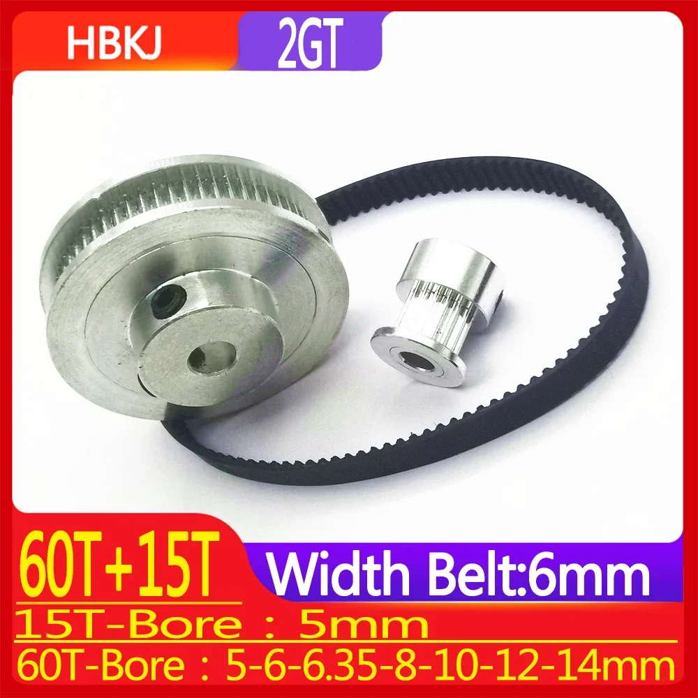 

2GT 4:1/1:4, 3D Printer Accessory, 6mm Belt Width, 5, 6, 6.35, 8, 10, 12, 14mm, GT2 60Teeth 15Teeth