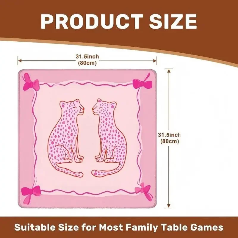 VIKAMA Pink Leopard Girly Mahjong Mat Non Slip Washable Cute Soft Pad Shock Absorb For Ladies US Mahjong Play
