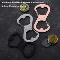Multi-functional Outdoor Bottle Opener Stainless Steel Portable Quick Hanging Keychain 8-shaped Mountain Buckle EDC Tool