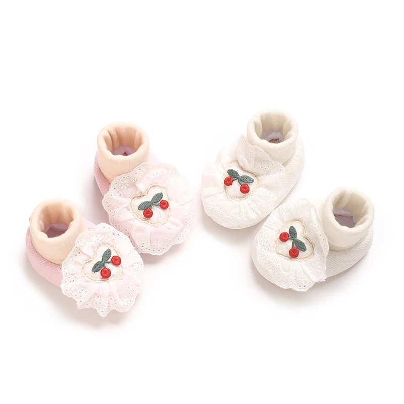 

Newborn Baby Floor Socks Anti Slip Spring And Autumn Winter Styles Cute Lace Socks For Girls Baby Floor Shoes