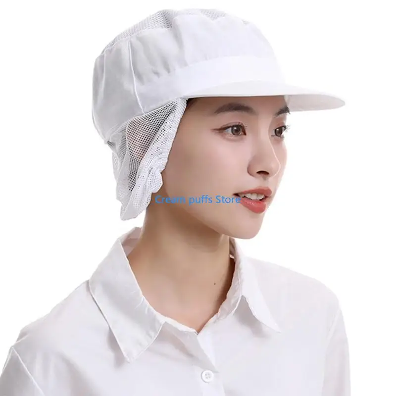 50LE Indoor Utility Cap with Breathable Mesh Panels, Short Front Bill Hair Cover for Kitchen Use, Bakery Shifts and Cleaning