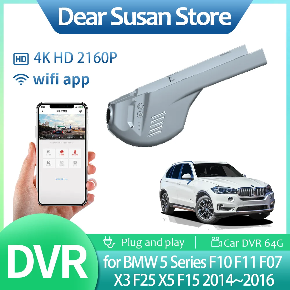 4K Car Video DVR for BMW 5 Series M550d F10 F11 F07 X3 F25 X5 F15 2014~2016 Driving Recorder Camera Night Vision HD Accessories