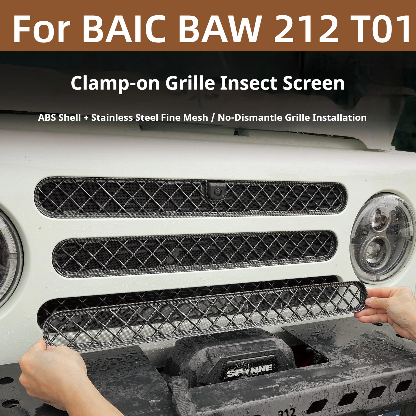 Für BAIC BAW 212 T01 Frontgrill Insektenschutznetz Stoßstangengrill Kühler-Schutznetz Frontverkleidung Außenmodifikationszubehör