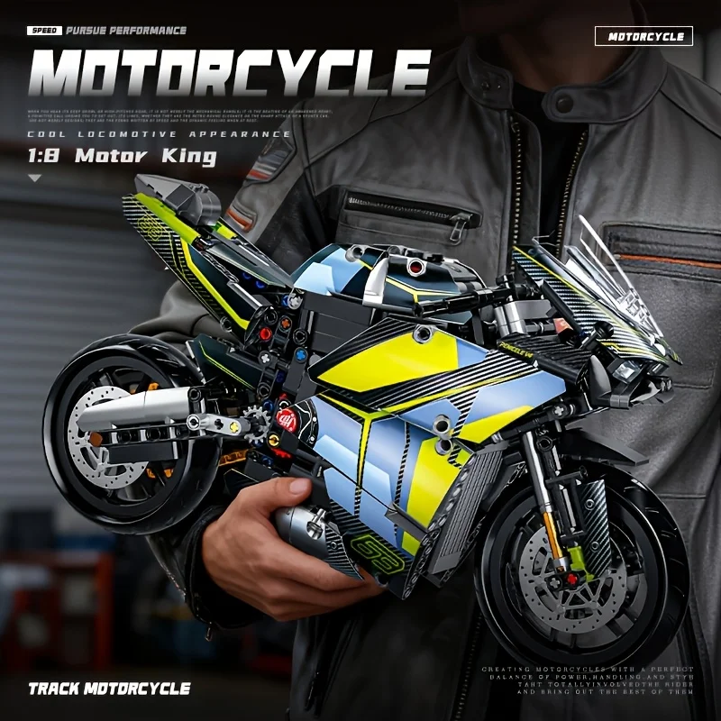 

Конструктор мотоцикла 2026 года, высокодетализированный набор для сборки мотоцикла, идеальный подарок для любителей гонок.