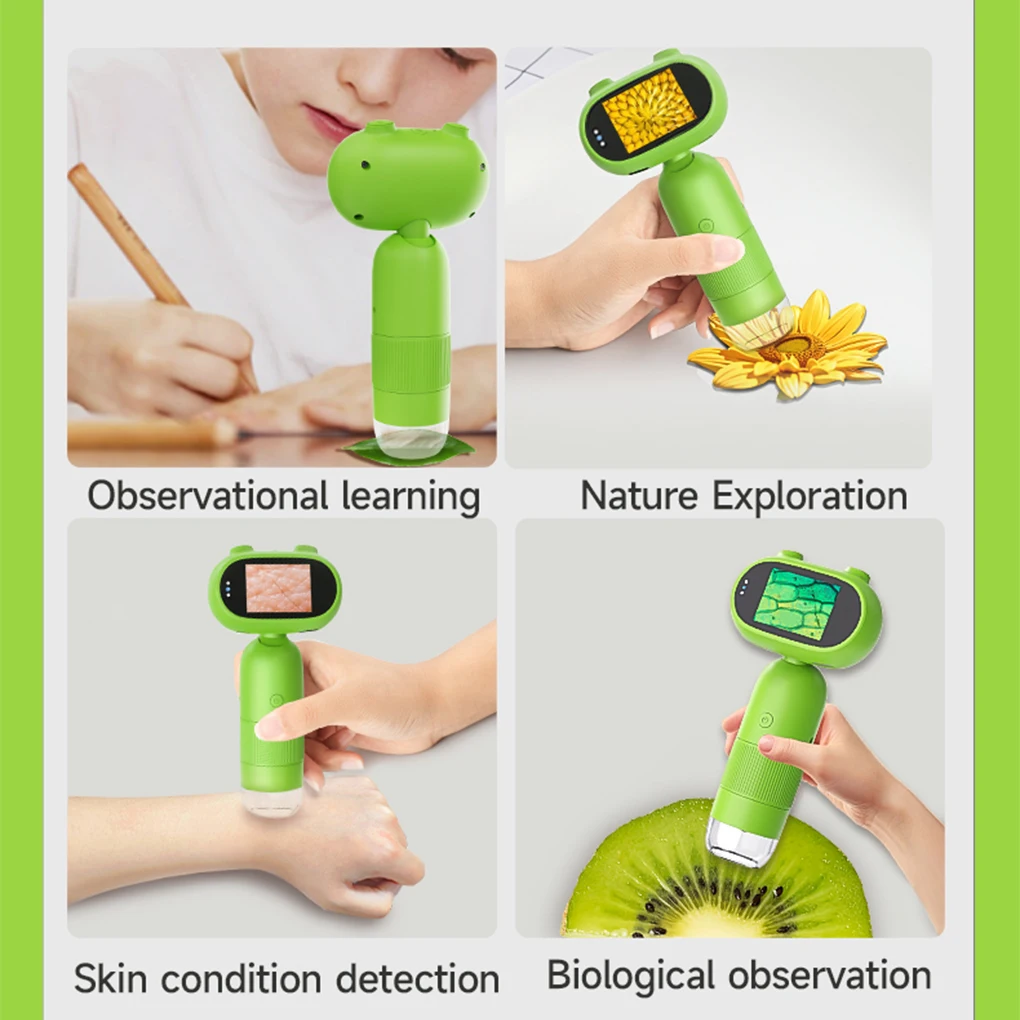 1000x Kids Microscope Electronic Magnifier Camera 200 Megapixels Educational Science Toys with 8 LED Light Photo Video Function 