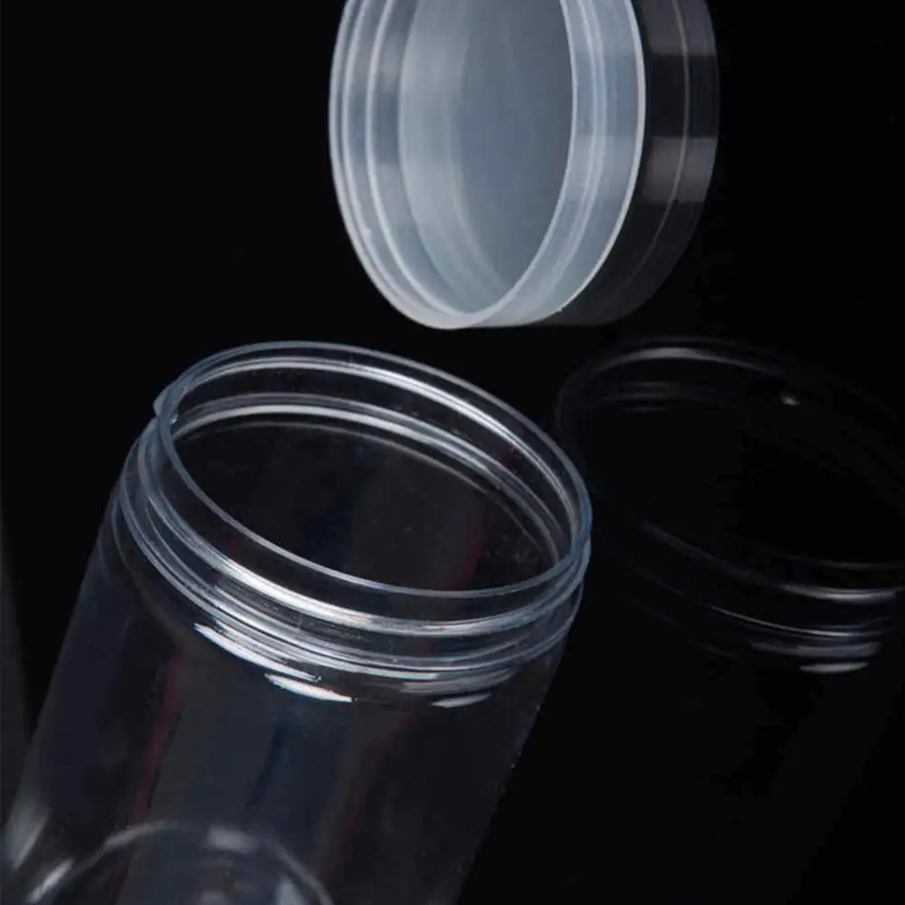 Plastic Seal Bottle PET Clear Empty Packing Bottle Circular Bucket Storage Biscuit Jar Food Grade Sealed Cans Tank Container