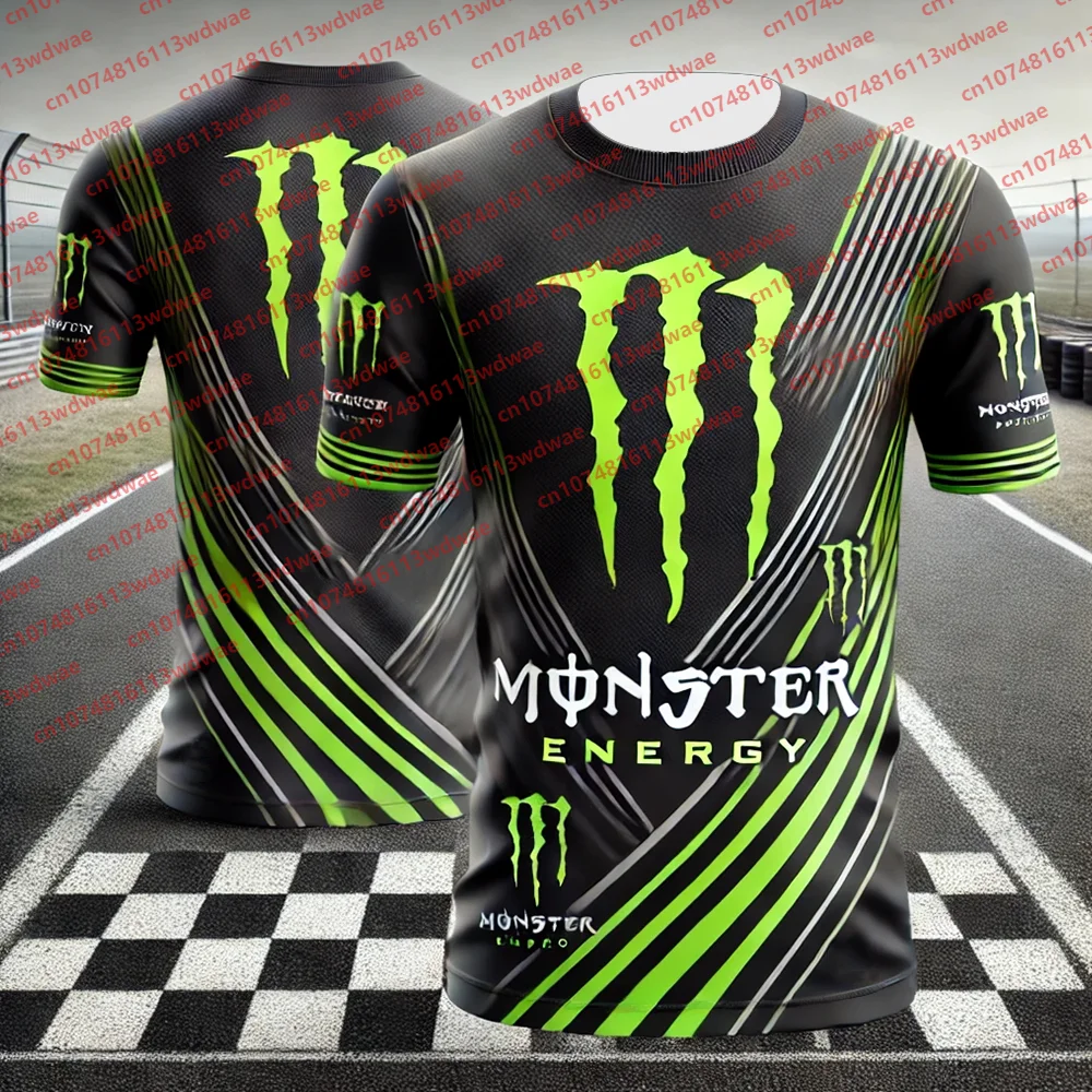 Camiseta de verano Monster Energy, camiseta de motociclista para hombre, camiseta gráfica de motocicleta, camiseta de manga corta con diseño de motocicleta fresco de secado rápido